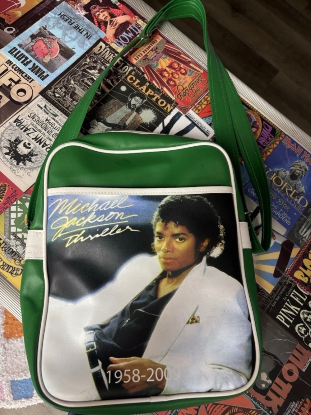 Custom Made Michael Jackson Thriller Green & White Shoulder Bag Rock & Pop